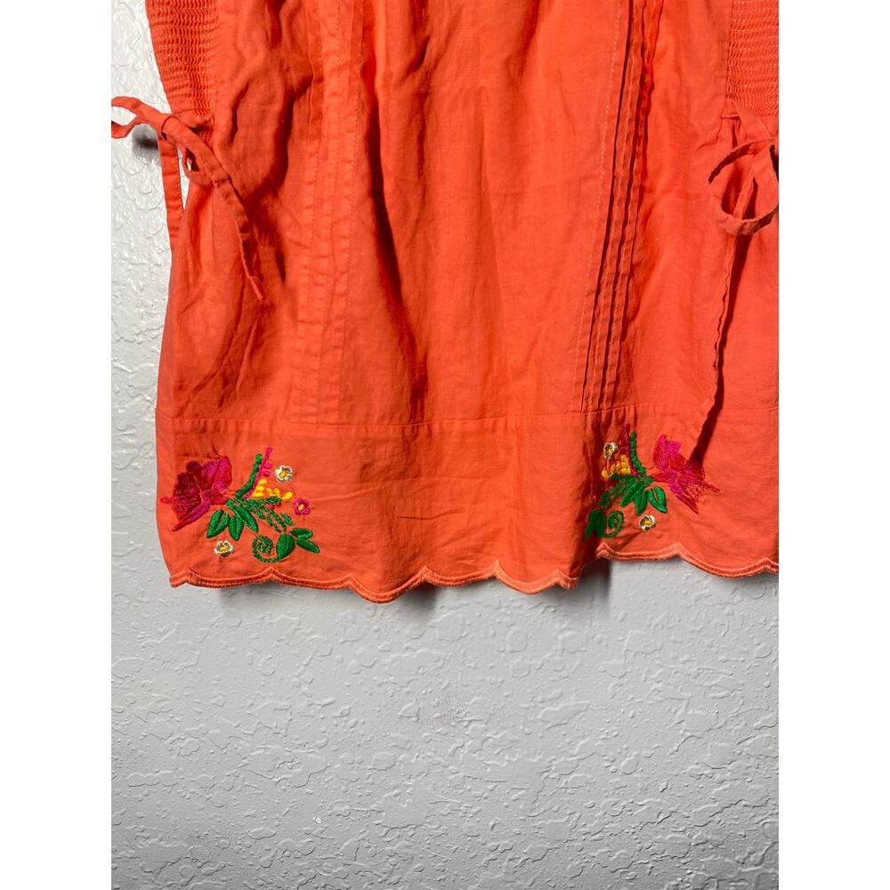 Juicy Couture Y2k Peasant Top Cotton  Embroidered Boho Whimsy Sz 2 - Picture 3 of 8
